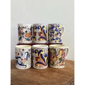 Vintage Ceramic Mugs Italiano By Westwood Set of 6, Hand-Painted Majolica Style